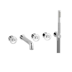 BOLD ROUND MISCELATORE VASCA A PARETE CINQUE FORI CON DEVIATORE E KIT DOCCIA