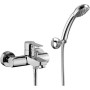 RED EXTERNAL BATHTUB MIXER WITH FIXED SHOWER SET