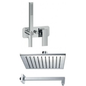 IB RUBINETTERIE SQUARE SHOWER HEAD KIT 25X25 + SHOWER MIXER WITH SQUARE HANDSHOWER