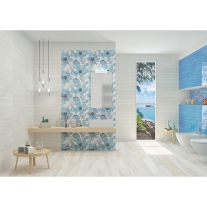 PAUL CERAMICHE STUDIO INSERTO PETALI BLU 25X75