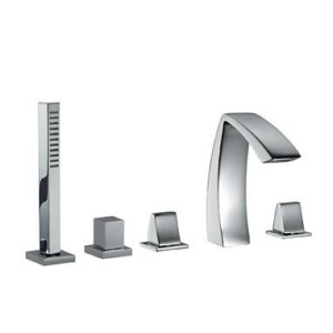 TREEMME ARCHE' 5-HOLE BATHTUB FAUCET WITH PULL-OUT HAND SHOWER