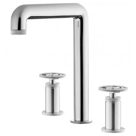 IB RUBINETTERIE BOLD ROUND HIGH THREE-HOLE BASIN MIXER WITH CLICK-CLACK WASTE