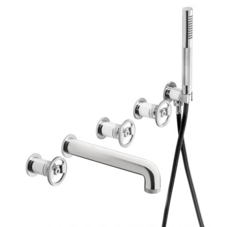 IB RUBINETTERIE BOLD ROUND WALL-MOUNTED FIVE-HOLE BATHTUB MIXER WITH DIVERTER AND SHOWER KIT