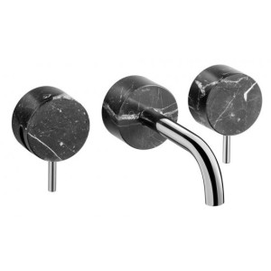 MARMO WALL-MOUNTED BASIN MIXER WITH CLICK-CLACK DRAIN CM 17.2 BLACK IB RUBINETTERIE MARMO WALL-MOUNTED BASIN MIXER WITH CLICK-CLACK WASTE CM 17.2 BLACK