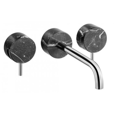 IB RUBINETTERIE MARMO WALL-MOUNTED BASIN MIXER WITH CLICK-CLACK WASTE CM 22 BLACK