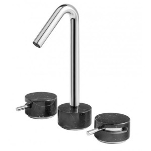 MARMO THREE-HOLE HIGH SPOUT BLACK BASIN MIXER IB RUBINETTERIE MARMO THREE-HOLE HIGH SPOUT BLACK BASIN MIXER