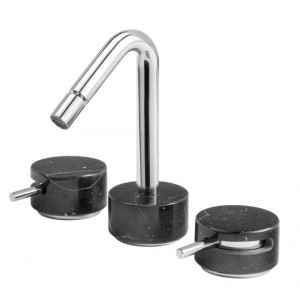 IB RUBINETTERIE MARMO THREE-HOLE BIDET MIXER WITH SWIVEL SPOUT BLACK