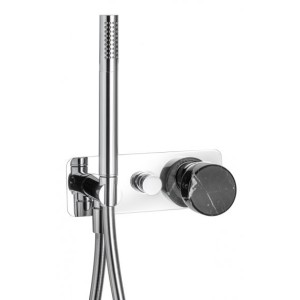 MARMO BUILT-IN SHOWER MIXER WITH 2-WAY BLACK SHOWER KIT IB RUBINETTERIE MARMO BUILT-IN SHOWER MIXER WITH 2-WAY BLACK SHOWER KIT