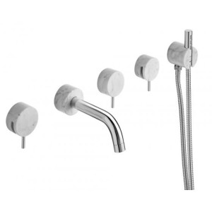MARMO 5-HOLE WALL-MOUNTED BATHTUB MIXER WITH DIVERTER AND INTEGRATED HAND SHOWER IB RUBINETTERIE MARMO 5-HOLE WALL-MOUNTED BATHTUB MIXER WITH DIVERTER AND INTEGRATED HAND SHOWER