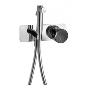 MARMO TOILET BRUSH WITH BLACK MIXER IB RUBINETTERIE MARMO BIDET SPRAY WITH BLACK MIXER