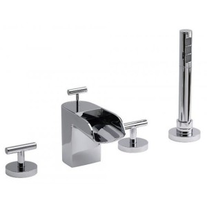 IB RUBINETTERIE LOVEME FOUR-HOLE BATH EDGE MIXER WITH DIVERTER AND SHOWER KIT