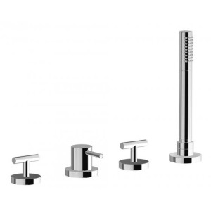 IB RUBINETTERIE LOVEME FOUR-HOLE BATHTUB MIXER WITH DIVERTER AND OVERFLOW FILL SHOWER KIT