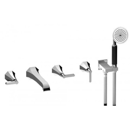 IB RUBINETTERIE BELMONDO WALL-MOUNTED 5-HOLE BATHTUB MIXER WITH DIVERTER AND SHOWER KIT