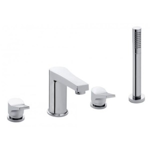IB RUBINETTERIE TWITTER 4-HOLE BATHTUB MIXER WITH DIVERTER AND SHOWER KIT