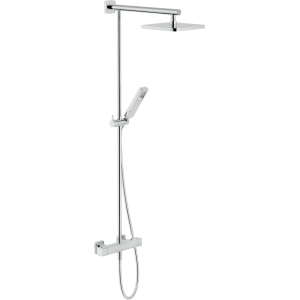 NOBILI LOOP SHOWER COLUMN WITH EXTERNAL THERMOSTATIC MIXER AND SWIVEL SHOWERHEAD 200X200MM