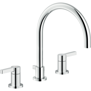 NOBILI UNO THREE-HOLE BASIN MIXER WITH LONG SPOUT AND DRAIN