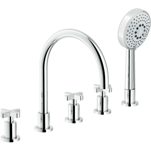 NOBILI LIRA BATHTUB EDGE MIXER WITH LONG SPOUT 5-HOLE BATTERY