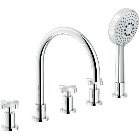 NOBILI LIRA BATHTUB EDGE MIXER WITH LONG SPOUT 5-HOLE BATTERY