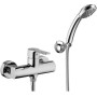 RED EXTERNAL SHOWER MIXER WITH SHOWER SET