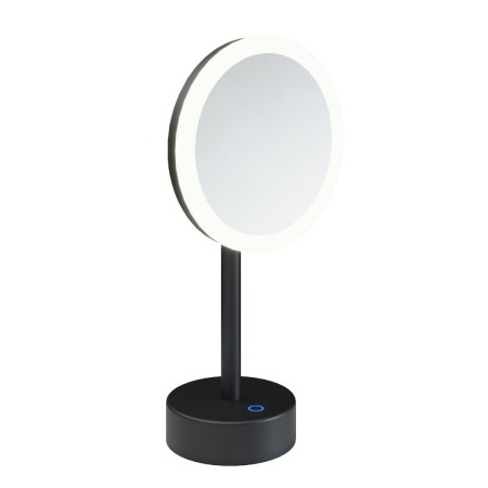 COSMIC ESSENTIALS FREESTANDING MAGNIFYING MIRROR WITH ADJUSTABLE LED LIGHT SATIN BLACK