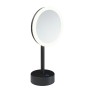 COSMIC ESSENTIALS FREESTANDING MAGNIFYING MIRROR WITH ADJUSTABLE LED LIGHT SATIN BLACK