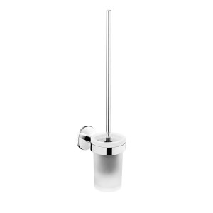 COSMIC DUO ROUND CHROME-OPAQUE GLASS TOILET BRUSH HOLDER