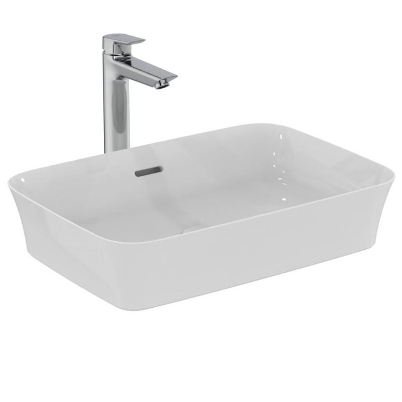 IDEAL STANDARD IPALYSS LAVABO ULTRASOTTILE RETTANGOLARE 550X380 MM DA APPOGGIO C/ FORO TROPPOPIENO