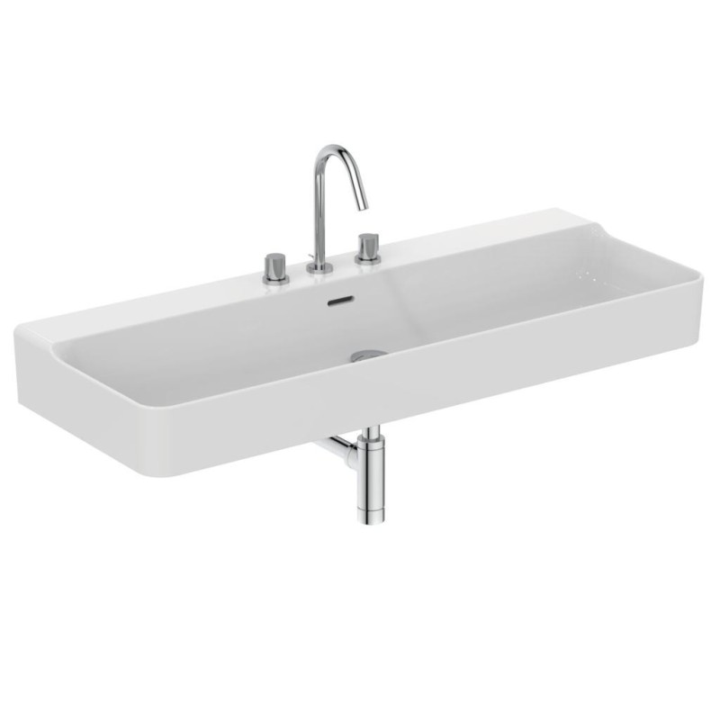 IDEAL STANDARD CONCA LAVABO DA APPOGGIO RETTANGOLARE 1200X450 MM C/TROPPOPIENO E 3 FORI