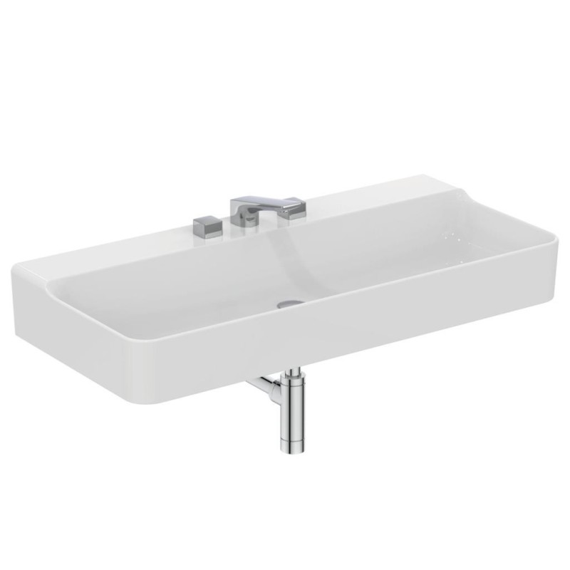 IDEAL STANDARD CONCA LAVABO DA APPOGGIO RETTANGOLARE 1000X450 MM S/TROPPOPIENO E 3 FORI