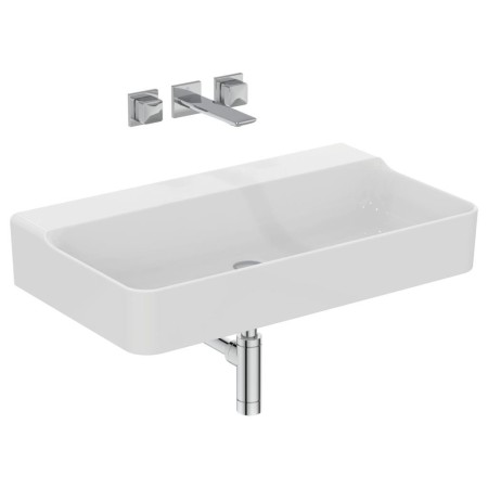 IDEAL STANDARD CONCA LAVABO DA APPOGGIO RETTANGOLARE 800X450 MM S/TROPPOPIENO E SENZA FORI