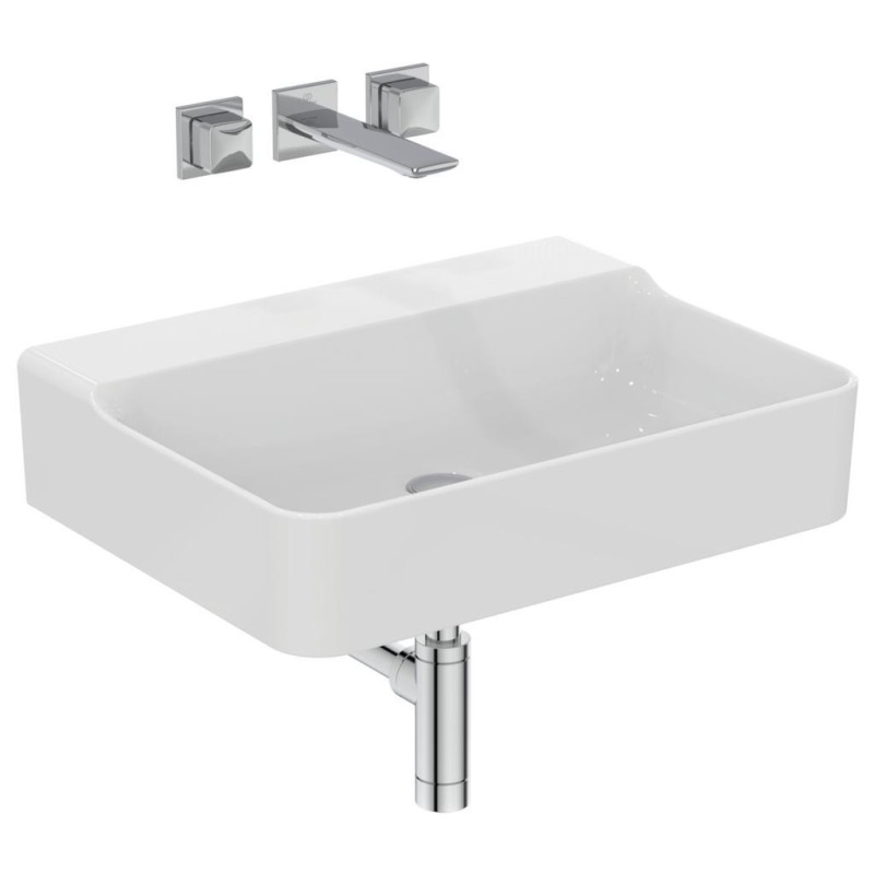 IDEAL STANDARD CONCA LAVABO RETTANGOLARE 600X450 MM S/TROPPOPIENO E SENZA FORI