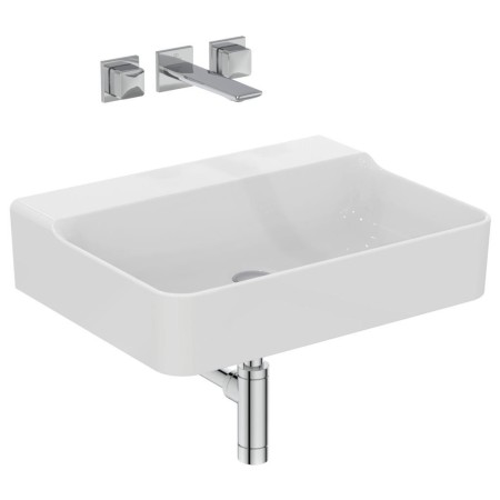 IDEAL STANDARD CONCA LAVABO DA APPOGGIO RETTANGOLARE 600X450 MM S/TROPPOPIENO E SENZA FORI