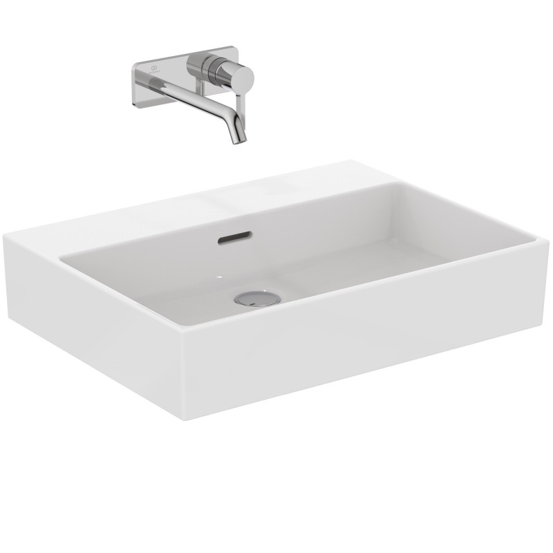 IDEAL STANDARD EXTRA LAVABO DA APPOGGIO RETTANGOLARE 600X450 C/TROPPOPIENO E SENZA FORI