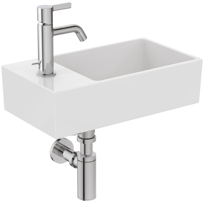 IDEAL STANDARD EXTRA LAVAMANI ASIMMETRICO 450X250 C/TROPPOPIENO E 1 FORO VERSIONE SINISTRA