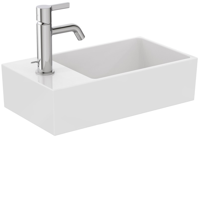 IDEAL STANDARD EXTRA LAVAMANI DA APPOGGIO ASIMMETRICO 450X250 C/TROPPOPIENO E 1 FORO VERSIONE SINISTRA