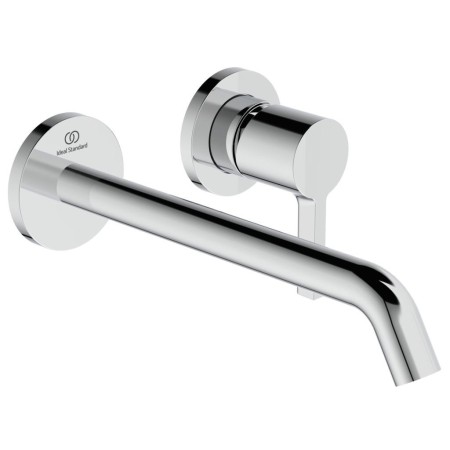 IDEAL STANDARD JOY WALL-MOUNTED SINGLE-LEVER BASIN MIXER WITH 2 CIRCULAR PLATES AND 220MM SPOUT