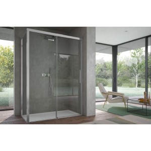 DISENIA FOCUS CORNER 1 SLIDING DOOR (door closes on the wall) + 1 FIXED SIDE