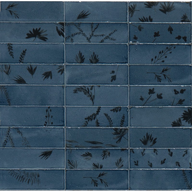 MARAZZI CROGIOLO_RICE BLU DECORO LEAF LUX 5X15