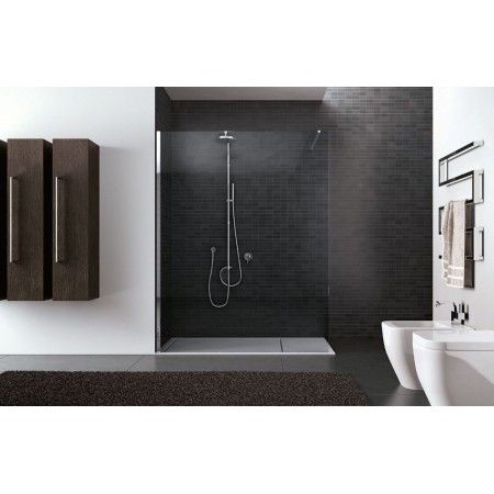 DISENIA WALK-IN 1 FIXED SIDE 8 MM GLASS - TRANSPARENT GLASS, POLISHED CHROME PROFILE.