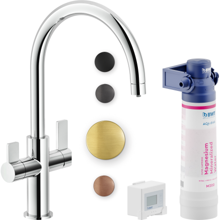 NOBILI SOURCE FILTER MIXER WITH DUAL CONTROL AND KITCHEN FILTERING SYSTEM IN SPACE GOLD PVD
